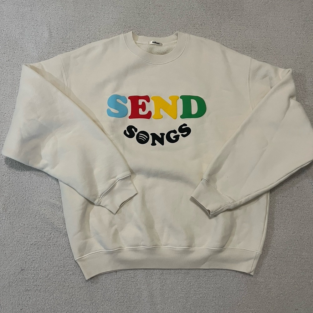 Madhappy x Spotify Collab Cream 'SEND SONGS' Sweatshirt Sz L - Picture 2 of 7